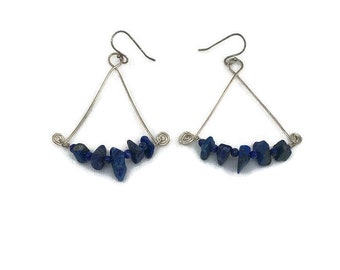 Lapis Lazuli Chandelier Earrings, Sterling Silver