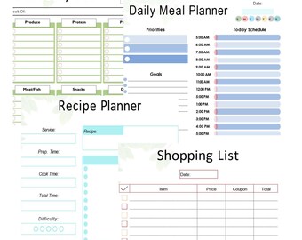 Wöchentlicher Essensplan und Einkaufsliste Vorlage - PDF zum Ausdrucken
