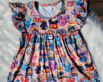 milk silk disney dresses Disney inspired Popcorn Pearl Dress Milk Silk/Baby to Girls Sizes