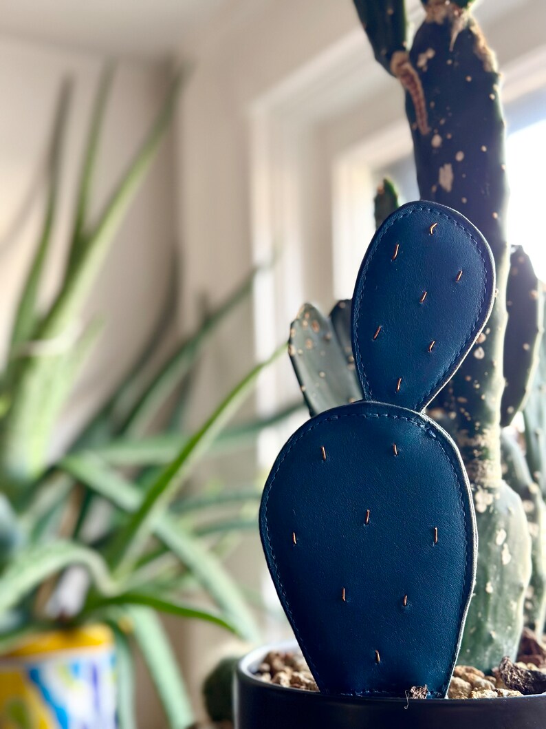 leather cactus decor // planter decor // fake cactus plant // modern home decor // boho decor // forever cactus // luxurious faux cactus image 8