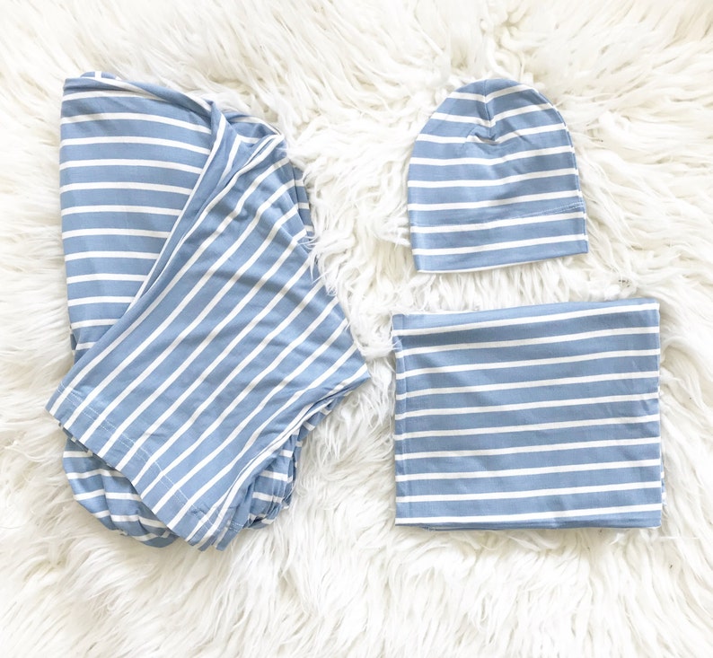 Matching Hospital Robe and Swaddle Set Boy Blue Stripe MADE - Etsy