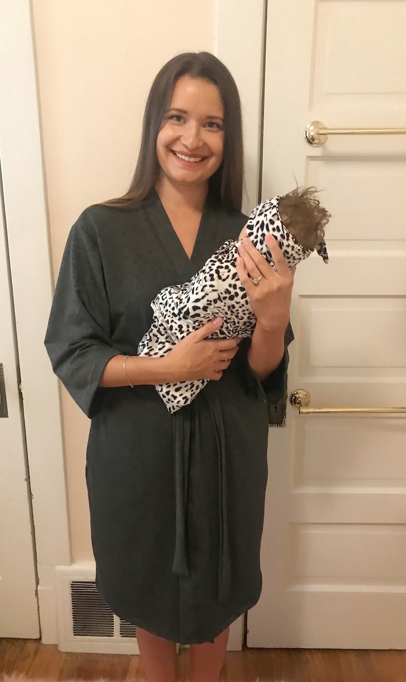 Matching hospital robe and swaddle set leopard animal print Etsy