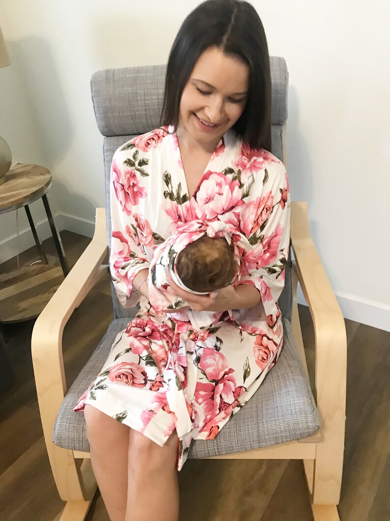 Matching Mom Robe Swaddle 3piece Hospital Set Girl Etsy