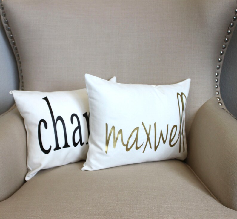 Name Pillow Baby Nursery Pillow Cover Wedding Pillow Foil Etsy