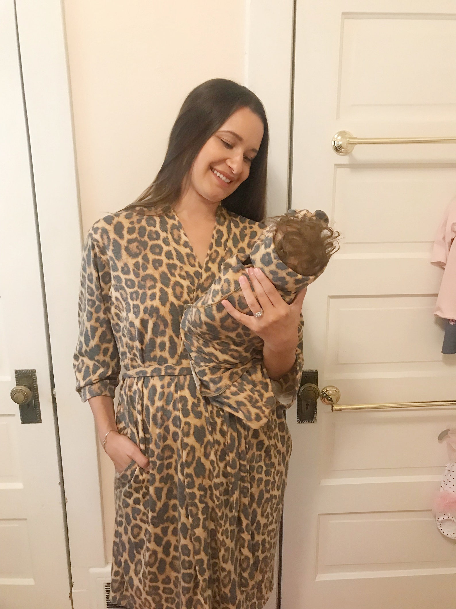 Matching Robe Swaddle Set Girl Leopard Hospital Etsy