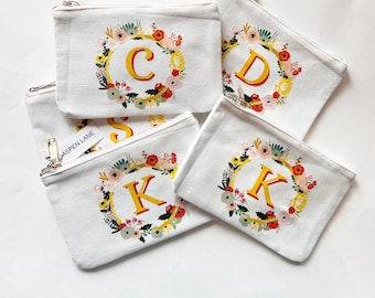 Monogram Initial Pouches | bridesmaid and bridal party gift, graduation, teacher gift
