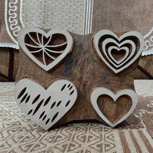 1 Set Herzen Keramik Stempel Keramikform Scrapbooking Tjap Batik Druck Blumen geschnitzt Briefmarken.