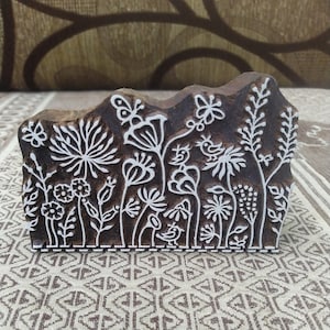Maedow 05, hand carved Indian wood printing block; textile stamp; pottery stamp,
