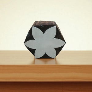 six leaves lotus, hand carved Indian wood printing block; textile stamp; pottery stamp,