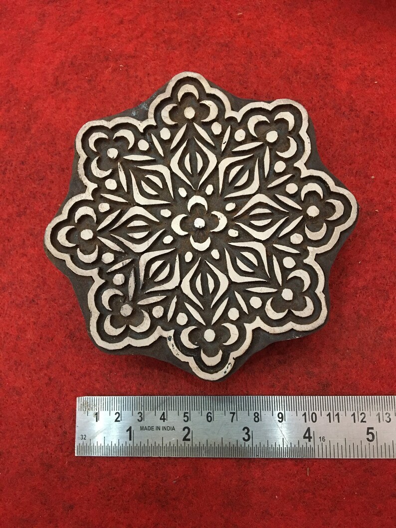 Floral Mandala Wood Stamp Pottery Stamp Wood Printing Block Indian