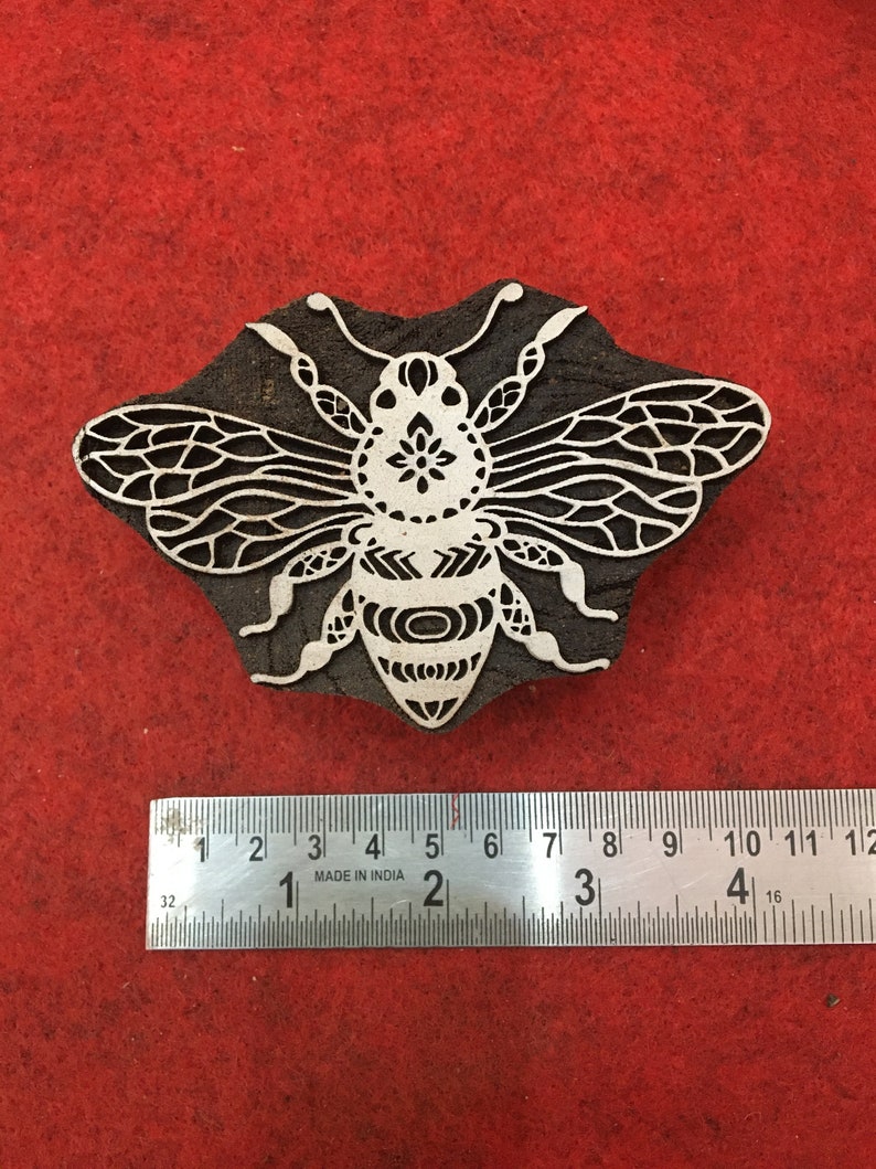 Queen Bee 1 Wood Stamp Bumblebee Hand Carved Wood Stamp Etsy