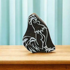 Indian Wooden Printing Block – Cockerel, hand carved Indian wood printing block; textile stamp; pottery stamp,