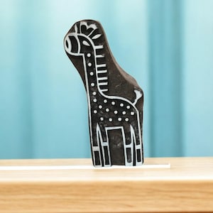 Bloque de impresión de madera indio – Jirafa grande, bloque de impresión de madera indio tallado a mano; sello textil; sello de cerámica,
