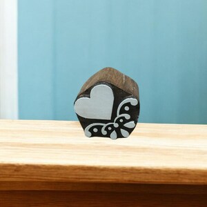 Indian Wooden Printing Block - Small Heart Motif, hand carved Indian wood printing block; textile stamp; pottery stamp,
