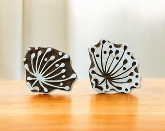 Handgesneden seedhead-houtsnedestempel, Indiase textieldruk