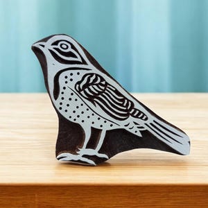 Pájaro jilguero, sello de cerámica, molde de cerámica, scrapbooking, tjap batik, impresión, sellos florales tallados.