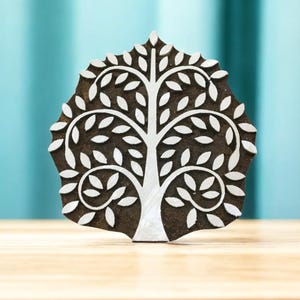 Medium Tree, hand carved Indian wood printing block; textile stamp; pottery stamp,