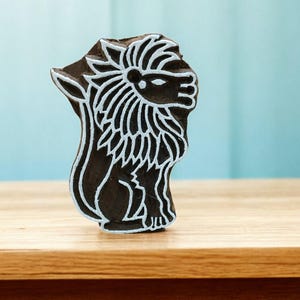 Celtic Lion, hand carved Indian wood printing block; textile stamp; pottery stamp,