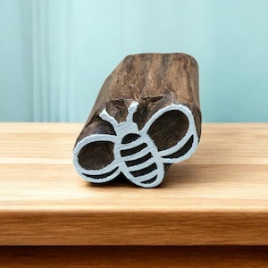 Mini abeja, bloque de impresión de madera india tallado a mano; sello textil; sello de cerámica,