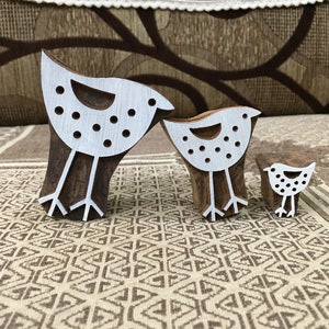 3 Standing Birds pottery stamp ceramic mold scrapbooking tjap batik printing floral carved stamps.