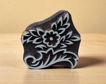 Flower Wood Block Stamp, Curly Leaves, Floral Print