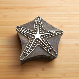 Blocco di stampa in legno indiano – Grande stella marina, blocco di stampa in legno indiano intagliato a mano; timbro tessile; timbro per ceramica,
