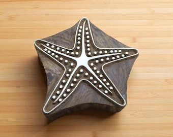 Handgeschnitzter Seestern Holzdruckblock – Indischer Textilstempel