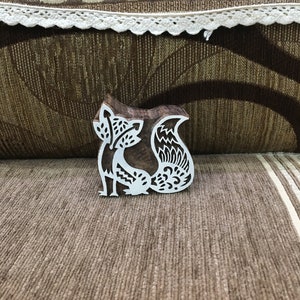 Stylised Fox Wooden Printing Block Stamp: A Modern Twist on Nature's Elegance, hand carved block; textile stamp; pottery stamp,