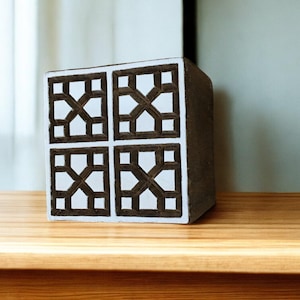 Rapportmuster Quadrat, handgeschnitzte indische Holzdruckform; Textilstempel; Keramik Stempel,