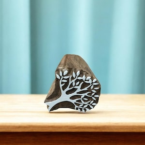 Mini Tree, hand carved Indian wood printing block; textile stamp; pottery stamp,