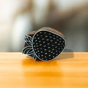 Strawberry - hand carved Indian printing block; pottery stamp; textile stamp; Indian print block; clay stamp