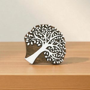 Indian Wooden Printing Block – Bold Spring Tree, hand carved Indian wood printing block; textile stamp; pottery stamp,