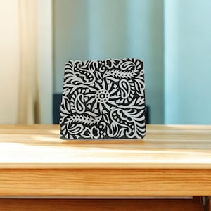 Indian Wooden Printing Block- Detailed Flower Tile, hand carved Indian wood printing block; textile stamp; pottery stamp,