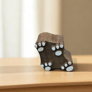 Par de patas caminando, bloque de impresión de madera india tallado a mano; sello textil; sello de cerámica,