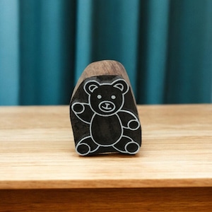 Bloques de impresión textil indios con osito sentado, fabricación de papel para tarjetas, sellos de arcilla y cerámica, regalo para amantes de los animales