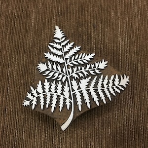 Bloc d'impression indien en bois - feuille de fougère détaillée, tampons de poterie, tampon en tissu, tampons en bois, tjaps, tampons en bois indiens-