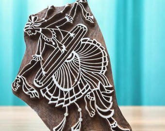 Hand Carved Indian Wood Stamp, Dancing Man Totom Folk Art