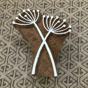 Crossing Allium Seedhead, hand carved Indian wood printing block; textile stamp; pottery stamp,