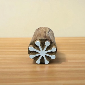 Simple Snow Flakes, hand carved Indian wood printing block; textile stamp; pottery stamp,