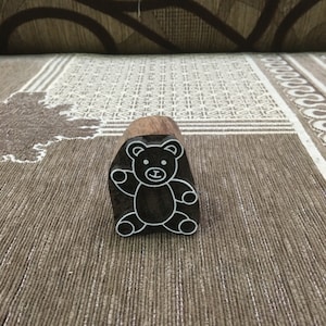 Impression sur textile indienne ours en peluche, Fabrication de papier cartonné, Tampons en argile et poterie, Cadeau pour les amoureux des animaux