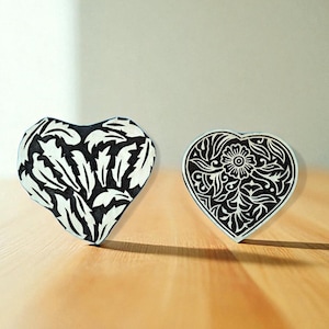 Pair of Hearts : Indian Wooden Printing Block, hand carved Indian wood printing block; textile stamp; pottery stamp,