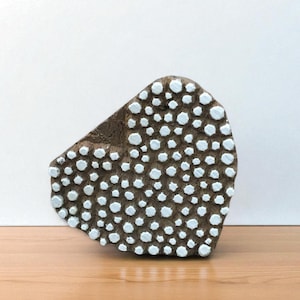 Indisches Künstlerhandwerk Artikel Holzdruck Dotty Heart Stamp, handgeschnitzte indische Holzdruckplatte; Textilstempel; Keramik Stempel,