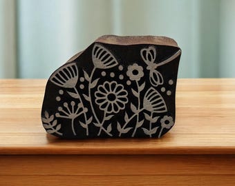 Mini Maedow Flower, handgesneden Indiaas houten drukblok; textielstempel; aardewerk stempel,