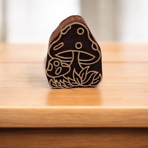 Hand-Carved Blooming Mushroom Wooden Printing Blocks; textile stamp; pottery stamp, Batik Stamps, Tjaps, Scrapbooking Stamps
