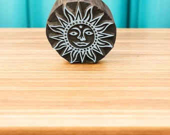 Radiant Impressions: Artistic Wooden Sun Printing Blocks for Stylish Creations, hand carved Indian block; textile stamp; pottery stamp,