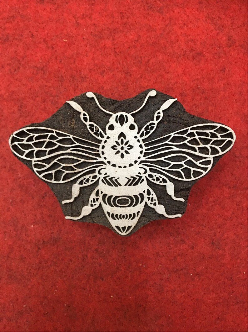 Queen Bee 1 Wood Stamp Bumblebee Hand Carved Wood Stamp Etsy