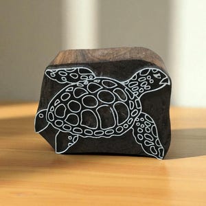 Indischer Holzstempel, Textilstempel, Holzblöcke, Keramikstempel, SCHILDKRÖTE, handgeschnitzte indische Holzdruckplatte; Textilstempel; Keramik Stempel,