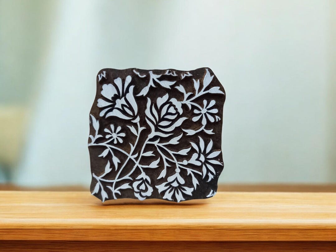 Floral Carved Wooden Printing Block, Ceramic Pottery Stamp (10x10cm) - Etsy
