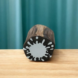 Color splat, hand carved Indian wood printing block; textile stamp; pottery stamp,