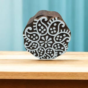 Paisely Mandala , hand carved Indian wood printing block; textile stamp; pottery stamp,